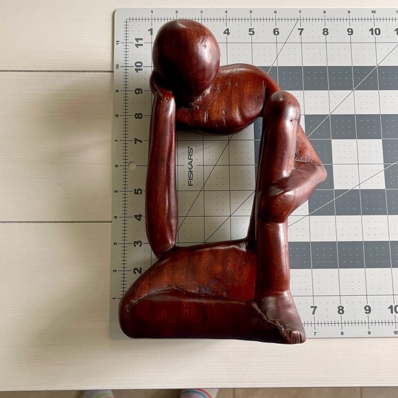 ART-2 | Abstract Hand Carved Wood Thinking Man Feet Meeting Sculpture… - Picture 4 of 13